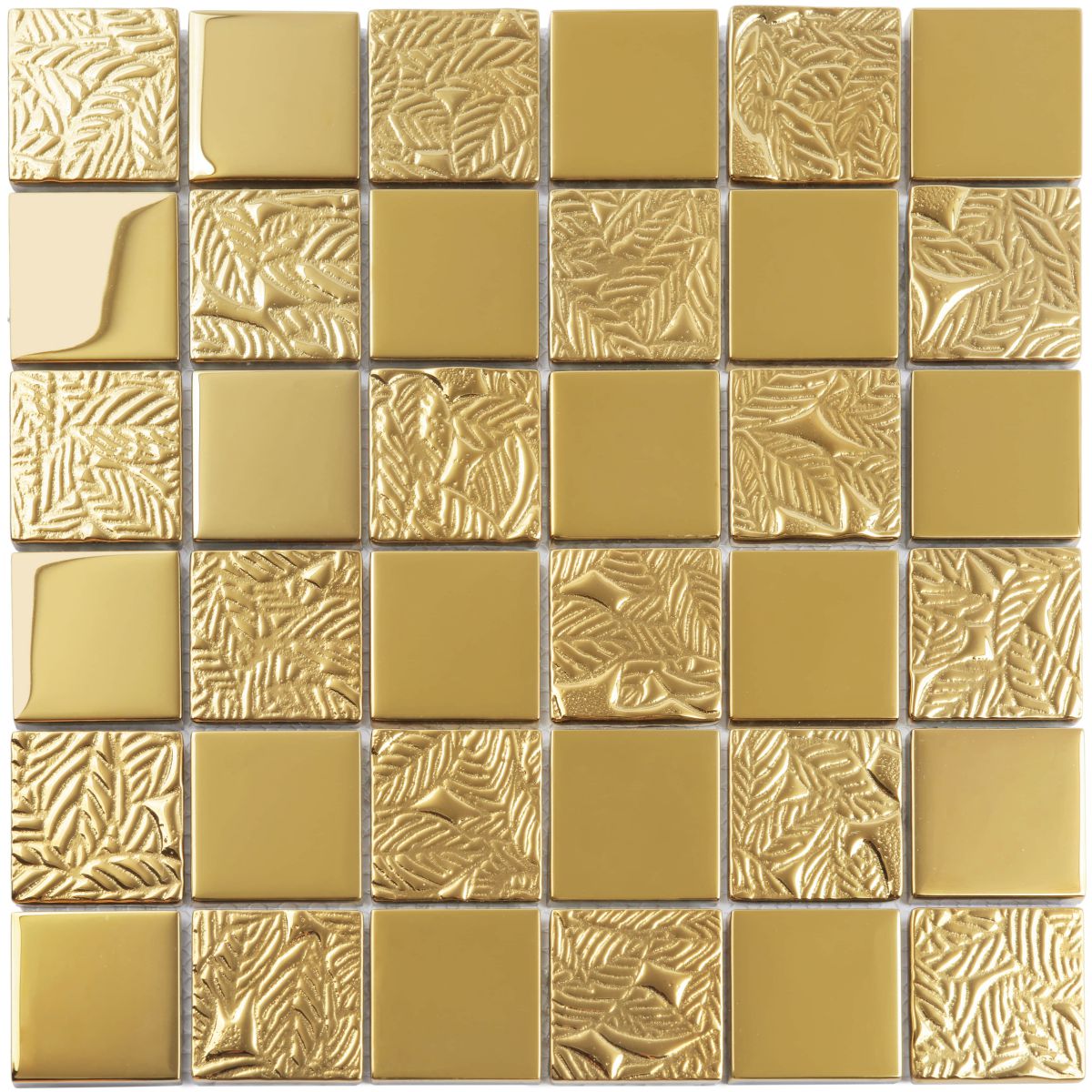 Golden Shaine Glass Mosaic Tile Glass Luxury Square Shape Mosaic